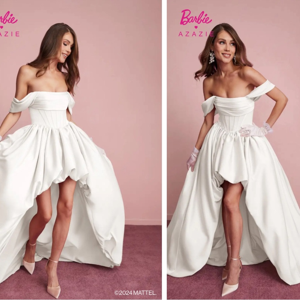 Azazie White Off-Shoulder Gown/Wedding dress